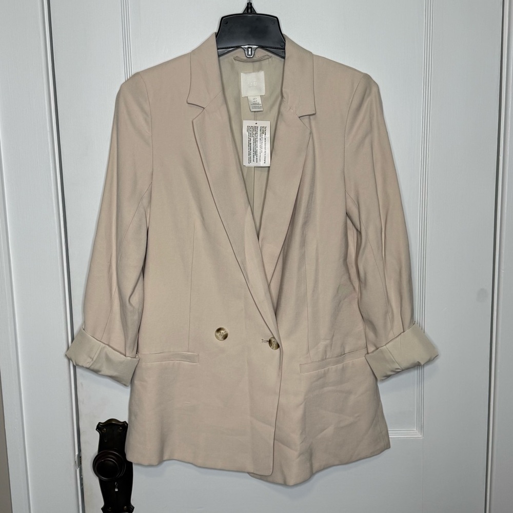 NWT H&M | Tan Double Breasted Oversized Blazer Jacket - Picture 2 of 5
